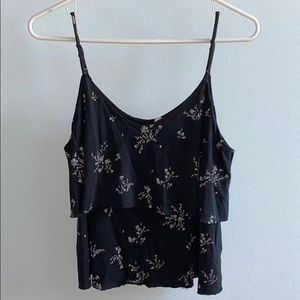 Black floral tank